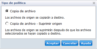 Adición de tipos de política de copias de archivo