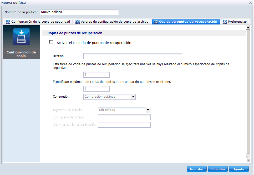 Copia de puntos de recuperación