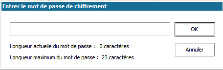 Boîte de dialogue Récupération à chaud - Mot de passe de chiffrement