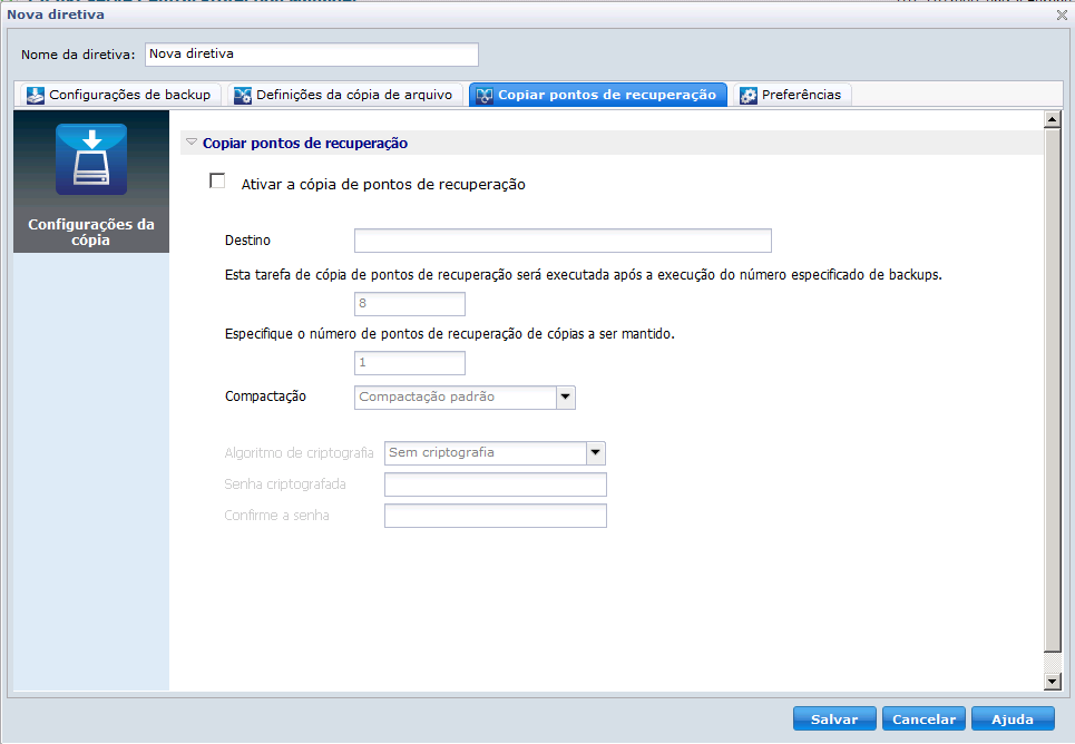Copiar pontos de recuperação
