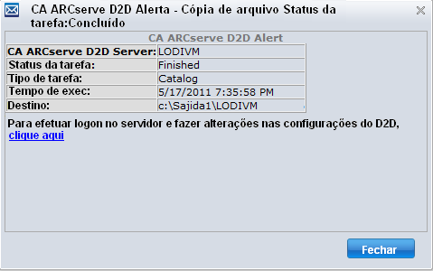 Detalhes do relatório de alertas