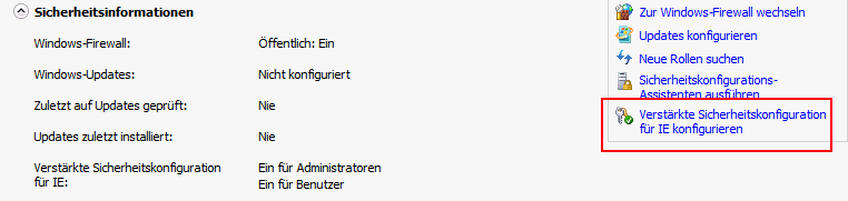 Sicherheitsinformationen für Windows Server 2008