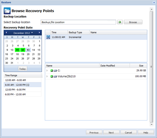 Browse Recovery Points