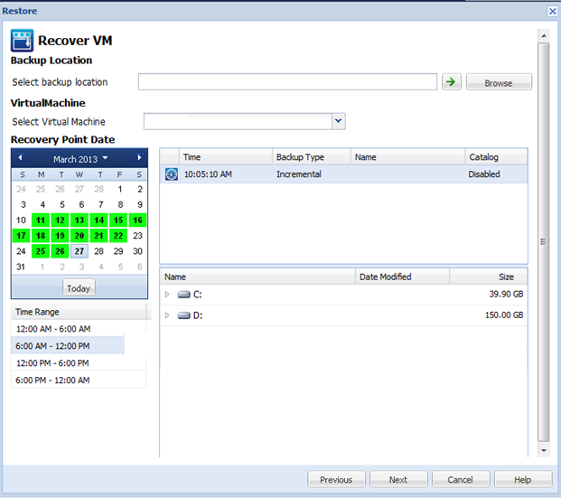 Recover a Virtual Machine