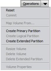Bare Metal Recovery - Operations menu.