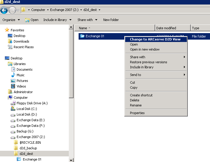 GRT Restore D2D View - Change to D2D View