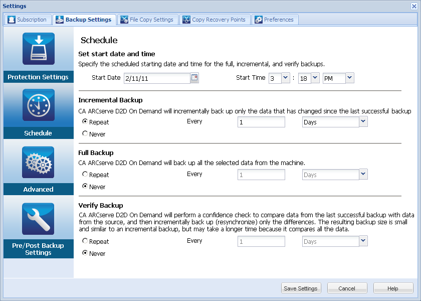 Backup Now - Schedule