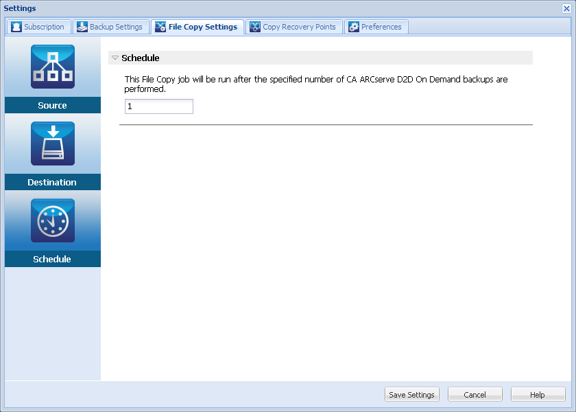File Copy Settings - Schedule Dialog