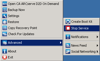 Tray Monitor, Advanced Settings, Stop Service