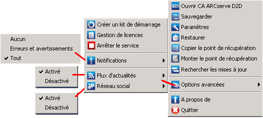 Icônes de la barre d'état