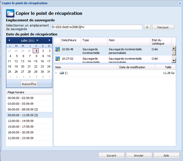 Gestion des points de récupération