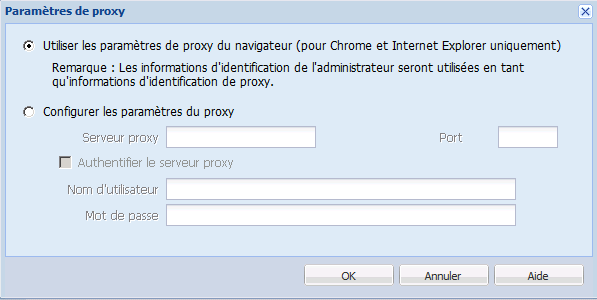 Paramètres du proxy D2D