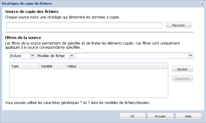 Stratégies de copie de fichiers - Source et filtres - Copie de fichiers