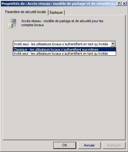 Problème liés à l'accès Invité - Paramètres