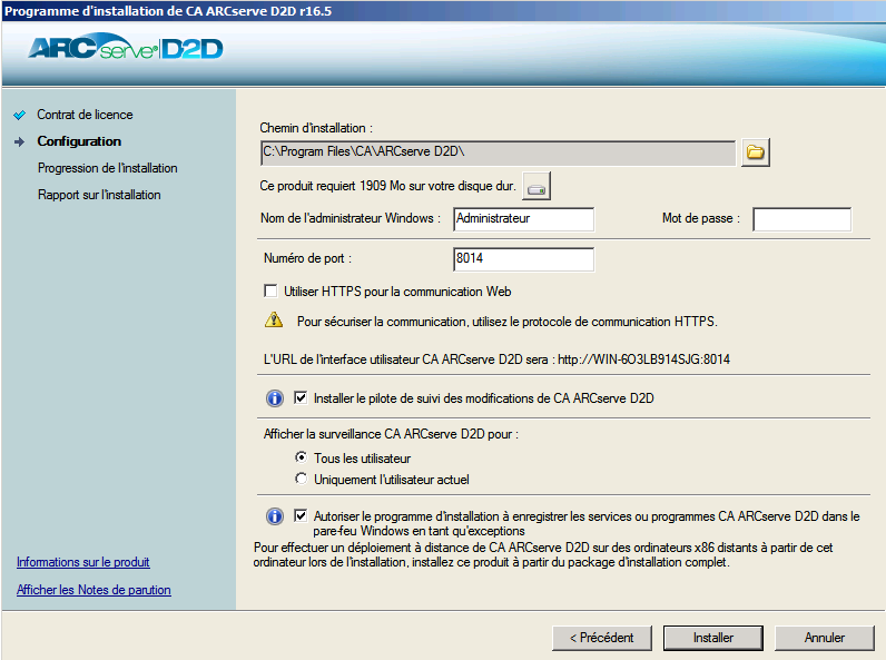 Boîte de dialogue de configuration