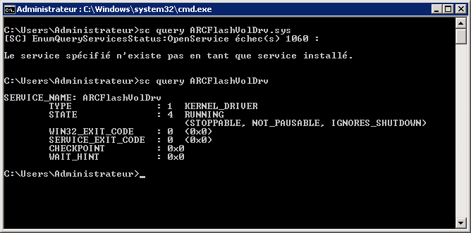 Vérification du pilote