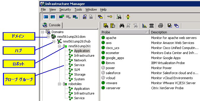 Nimsoft マネージャの UI