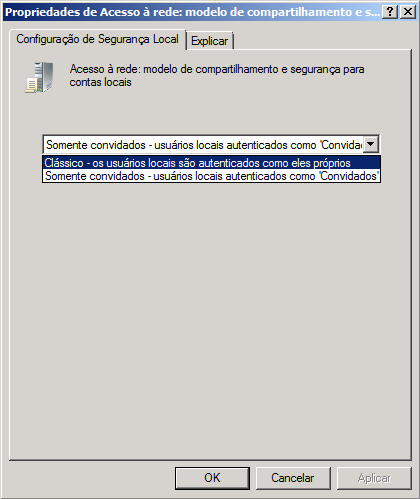 Problema de acesso do convidado - configurações