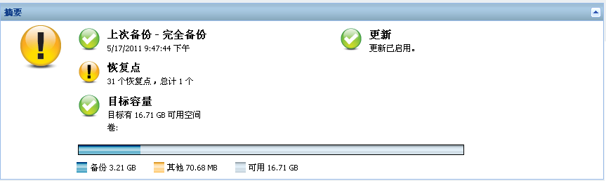 主页 - 备份状态概述