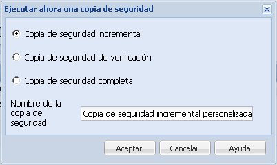 Realizar una copia de seguridad ahora