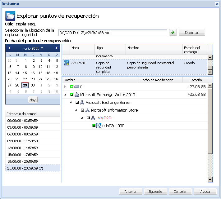 Recuperación de la aplicación - selección de la base de datos de SQL 1
