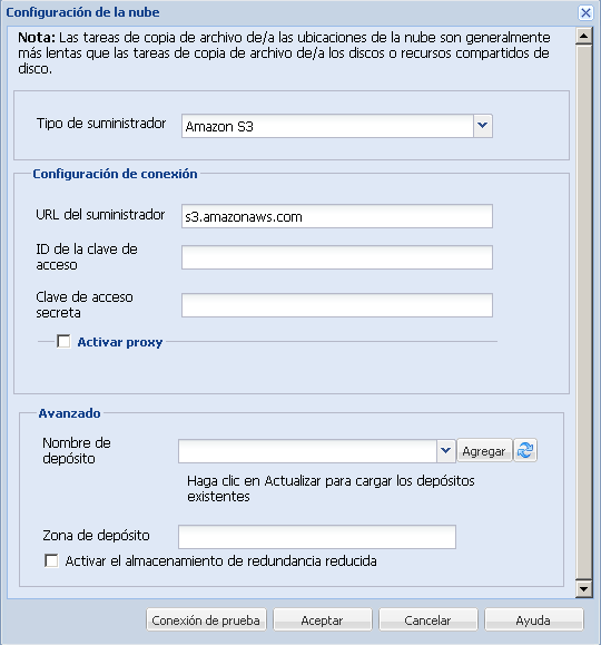 Cuadro de diálogo Configuración de la nube - Copia de archivo