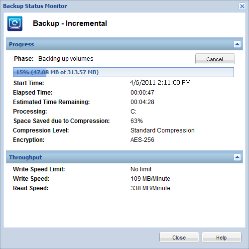 Controlador de tareas ENC - Detalles de la tarea en ejecución