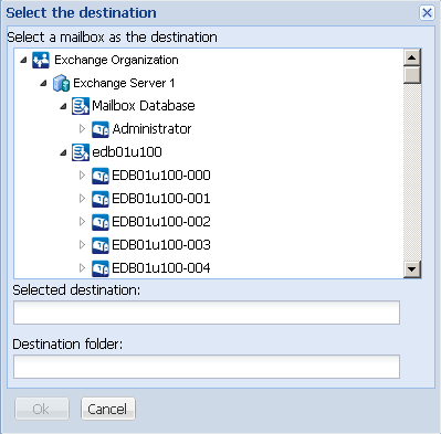 Select the destination dialog.