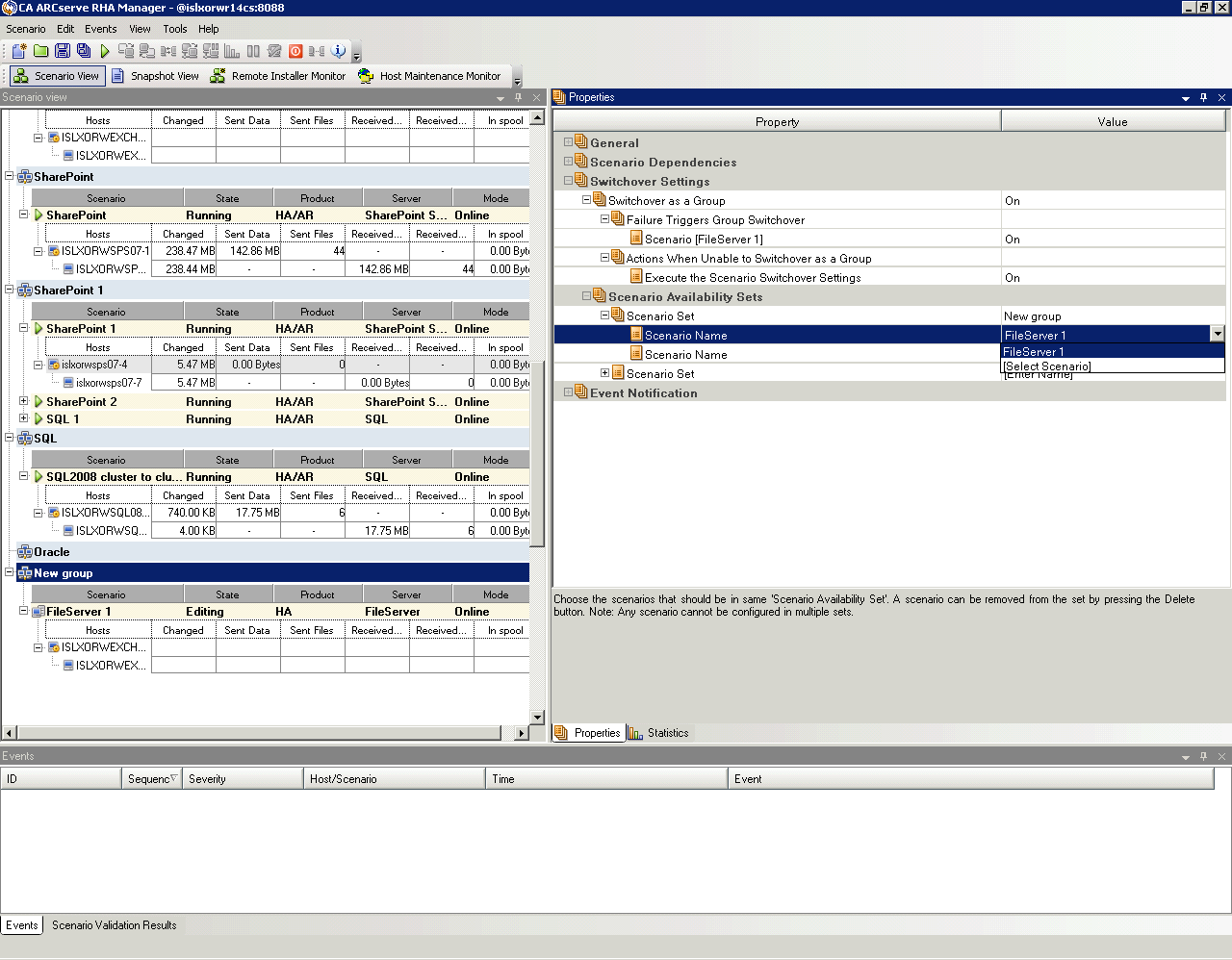 Enter scenario set and choose scenario to act as trigger for whole group