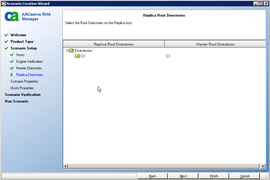 The Replica Root Directories screen opens.