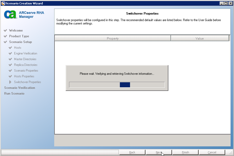 Wait while the software retrieves information
