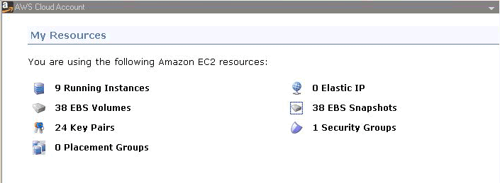 RHA 云视图面板_显示 AWS 帐号和资源使用的右窗格