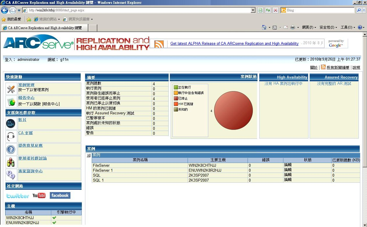 CA ARCserve RHA 概觀頁面