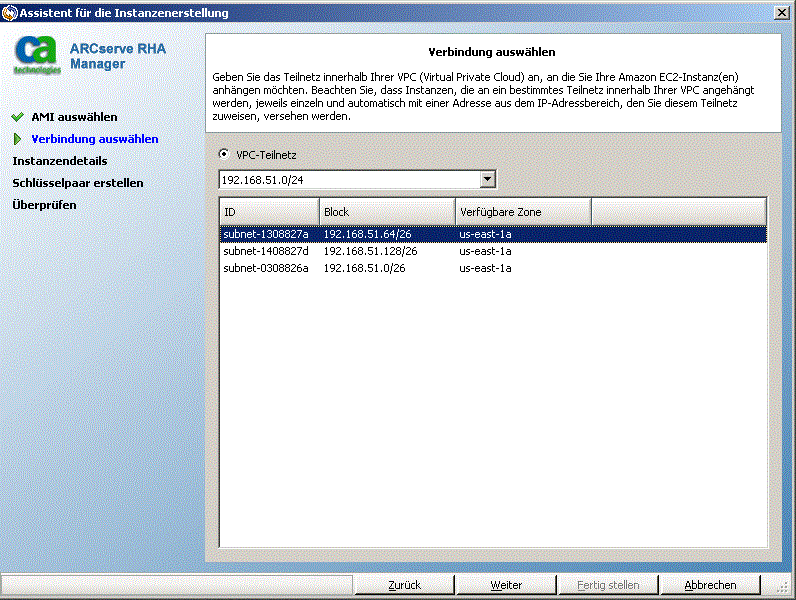 Geben Sie die Details für die EC2-Instanz an, die Sie verwenden möchten