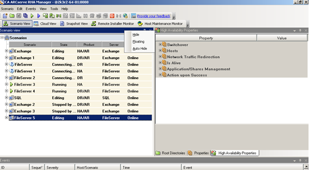 Click and drag a pane to access dock controls