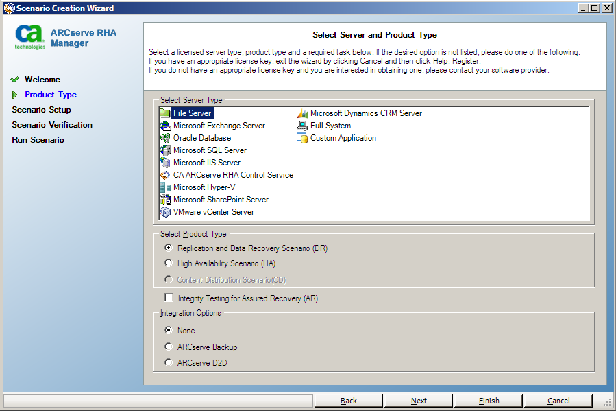 Select server screen