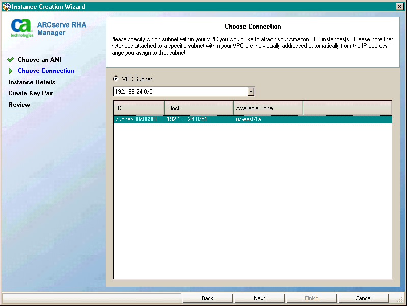 select the VPC subnet to attach instances