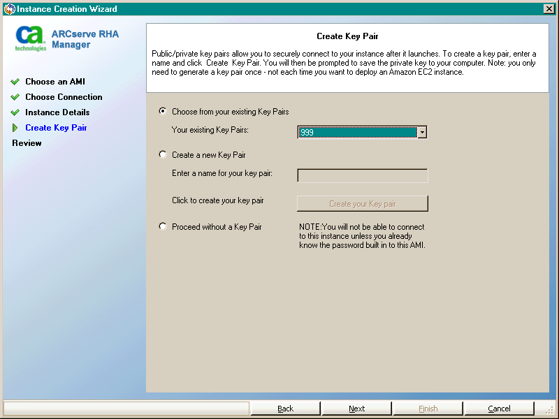 create new or select an existing key pair to securely connect to the instance