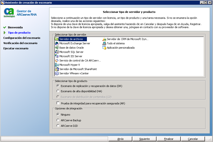 Pantalla Seleccionar servidor