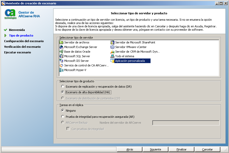 La pantalla Seleccionar servidor se abre como si creara un escenario de la manera habitual.