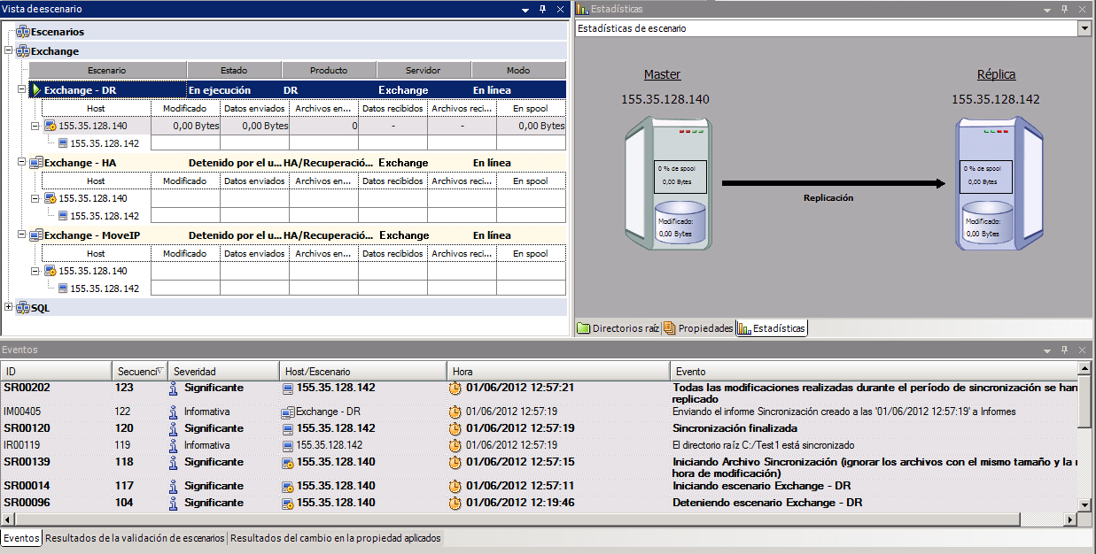 La ficha de estadísticas aparece cuando se está ejecutando un escenario