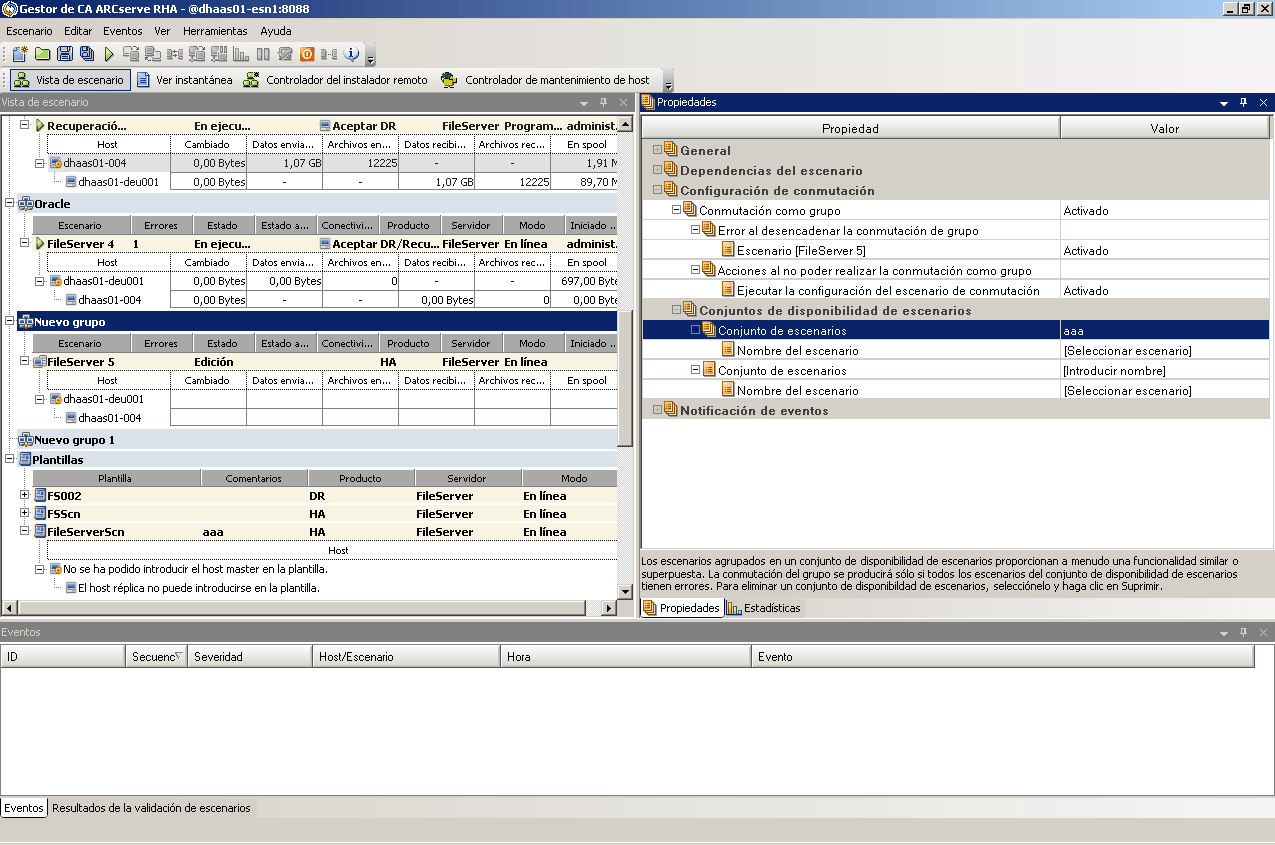 Introduzca un conjunto de escenarios y seleccione el escenario que sirva de desencadenante para todo el grupo