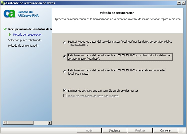 Seleccione un método de recuperación