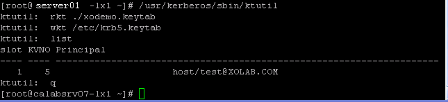 Ejemplo de archivo keytab combinado en un único archivo
