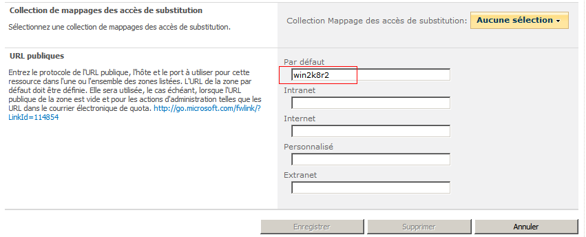 Définition d'une URL publique sur le serveur de réplication identique à celle du serveur maître