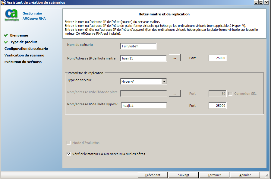La fenêtre Hôtes maître Hyper-V et de réplication est différente d'autres plates-formes virtuelles.