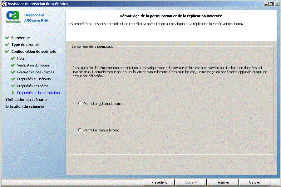 Sélection de permutation automatique ou manuelle