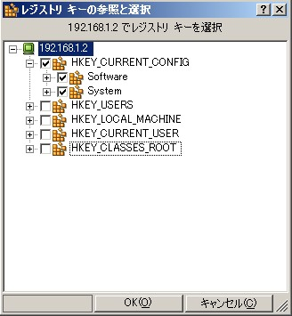 マスタ上のレジストリ キー