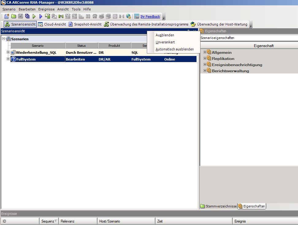 Klicken einen Bereich an und ziehen Sie ihn, um auf Docksteuerelemente zuzugreifen