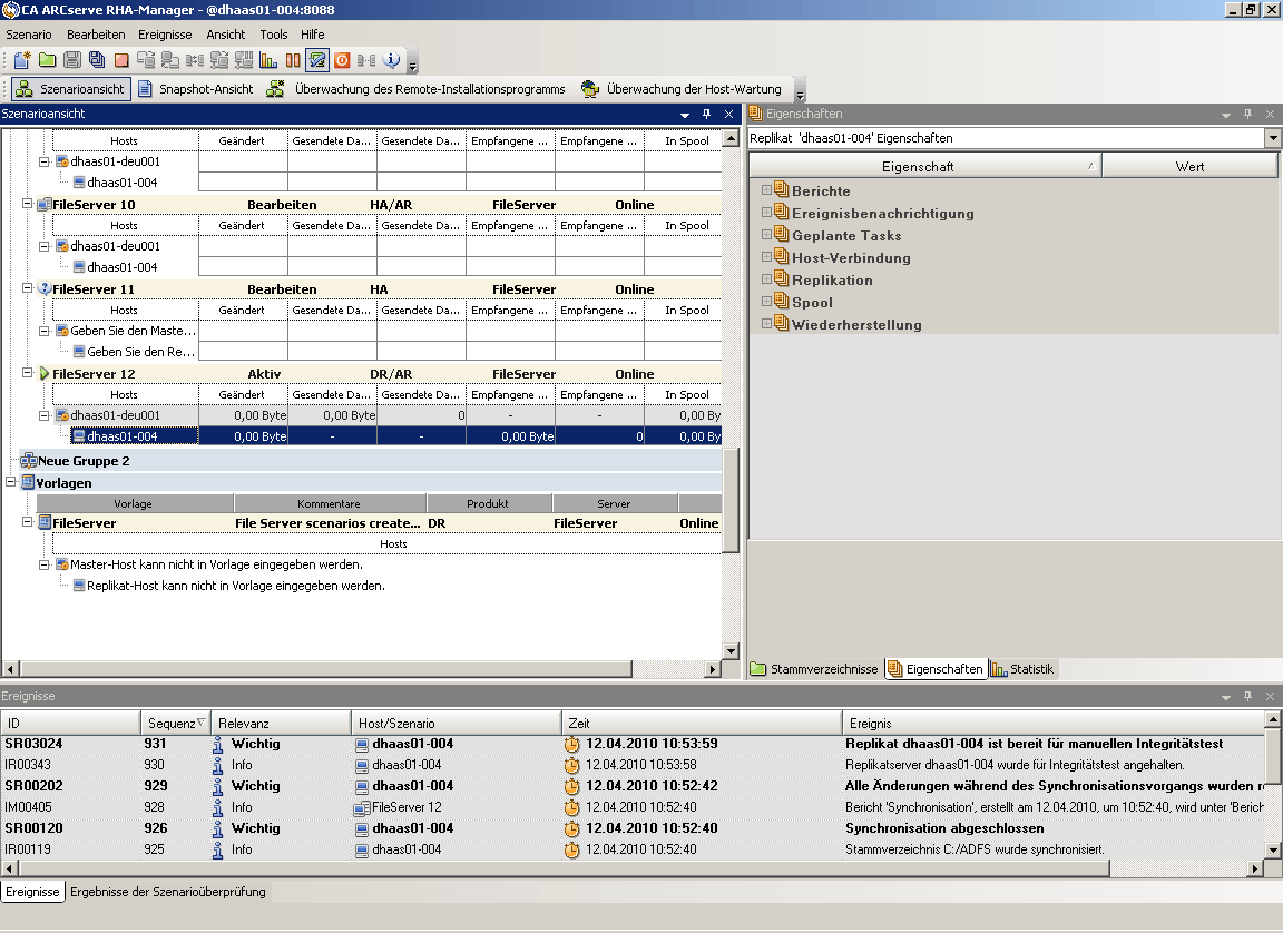 Der Manager-Bildschirm
